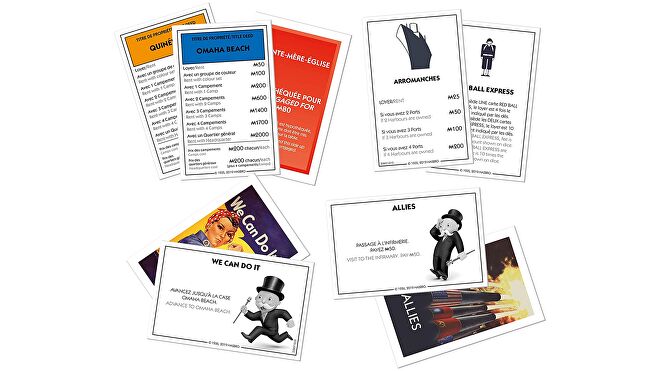 Cards from Monopoly: D Day Edition.