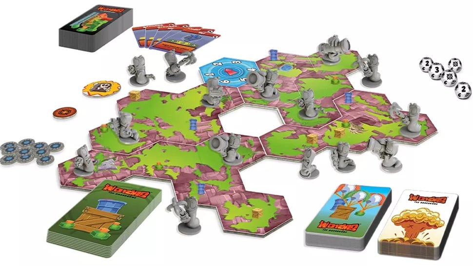 A layout image of Worms: The Board Game.