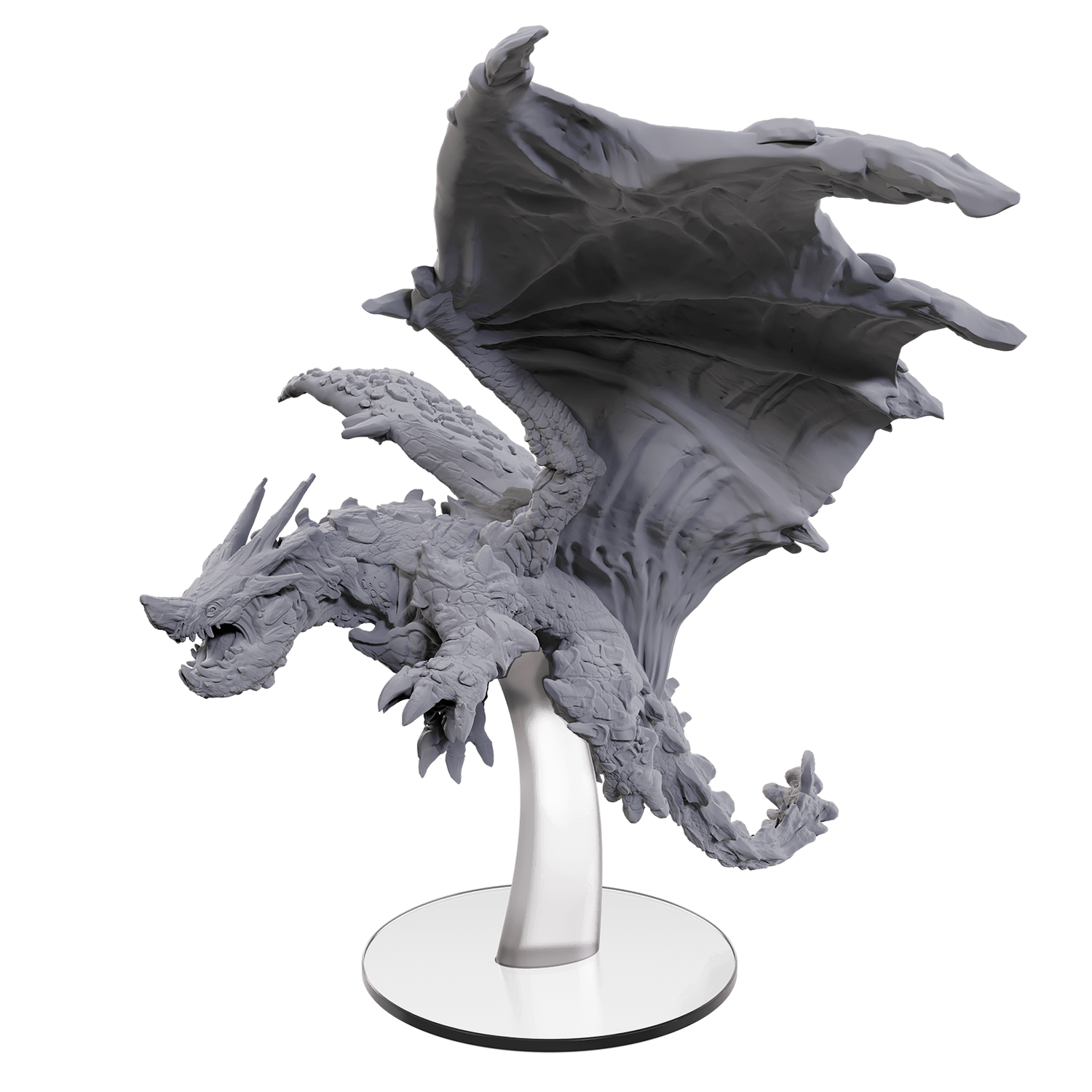 unpainted 3D model of an adamantine dragon, a large dragon with a thick hide and scales